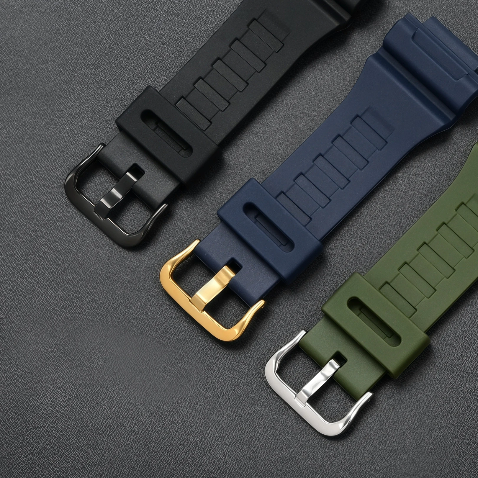 Durable Rubber Resin Sports Watch Band with Protective Shell