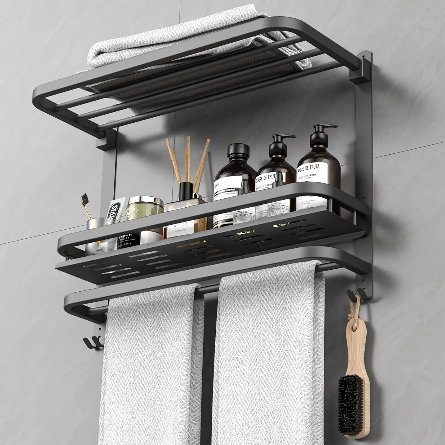 NEW 22.8Inch Towel Rack for Bathroom and Lavatory Towel Hanger with Wall Mount Bars 304 Stainless Steel No Drill