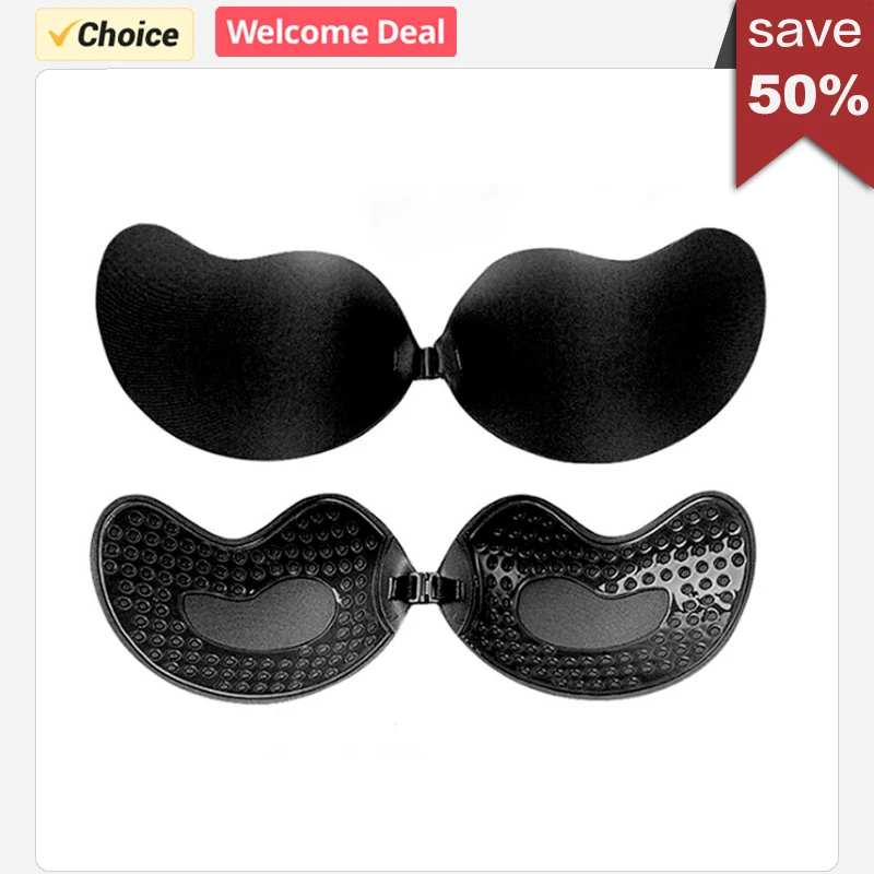 

Invisible Push Up Bra Backless Strapless Brassiere Seamless Front Closure Bralette Underwear Women Self-Adhesive Silicone Sticky