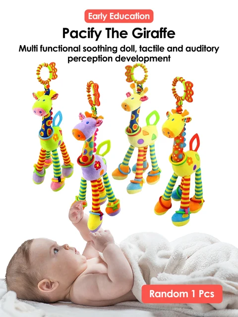 Hochets en peluche HandHavana pour bébé, jouets de développement pour bébé, poignée avec TeWindsor, cadeaux pour nouveau-né, girafe douce, aléatoire, 1 pièce 1