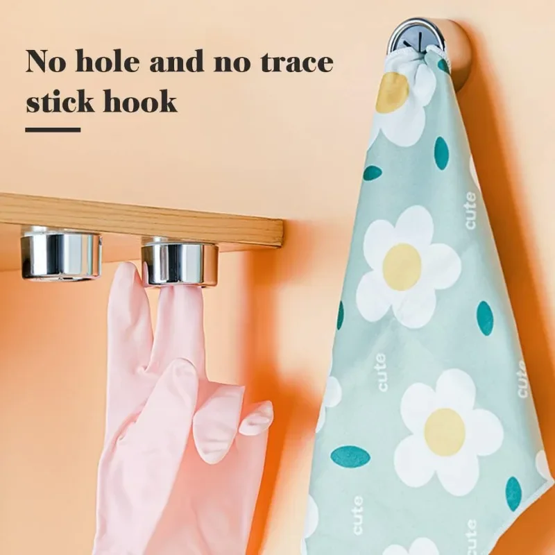 1/4PCS Non Punching Towel Hook Dishwashing Cloth Storage Racks Kitchen Bathroom Accessories