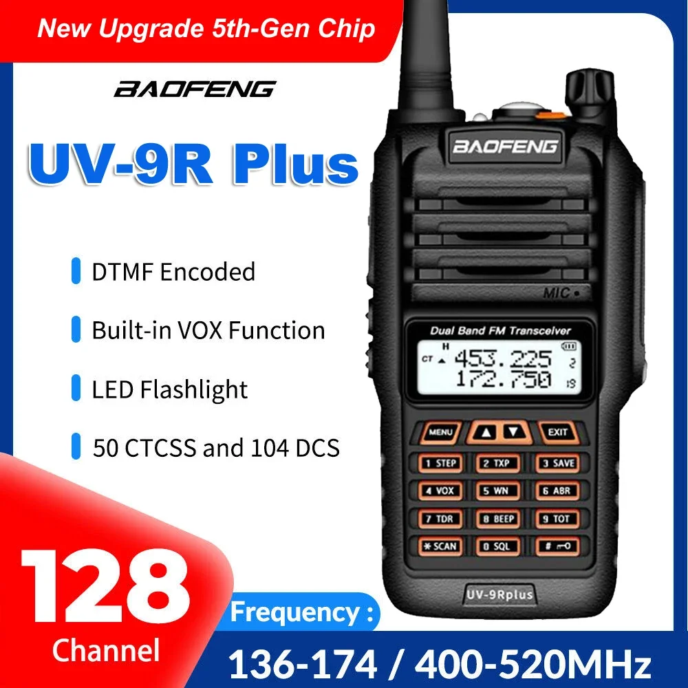 

2024 новая Baofeng UV 9R Plus 128 канальная ip67 водонепроницаемая рация дальнего действия двухсторонняя радиосвязь vhf uhf ham CB радио