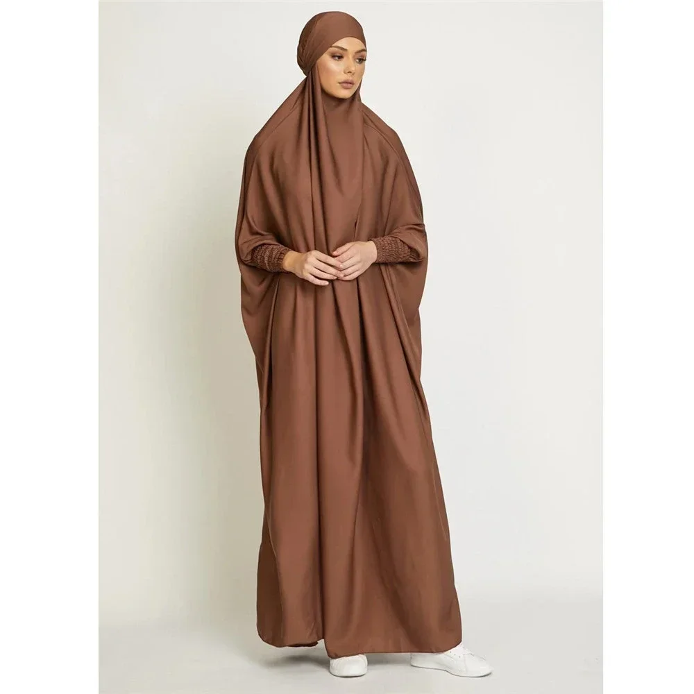 Ramadan Eid One Piece Prayer Dress Muslim Women Hooded Abaya Dubai Headcover Hijab Khimar Robe Niqab Islam Modest Clothes Burqa