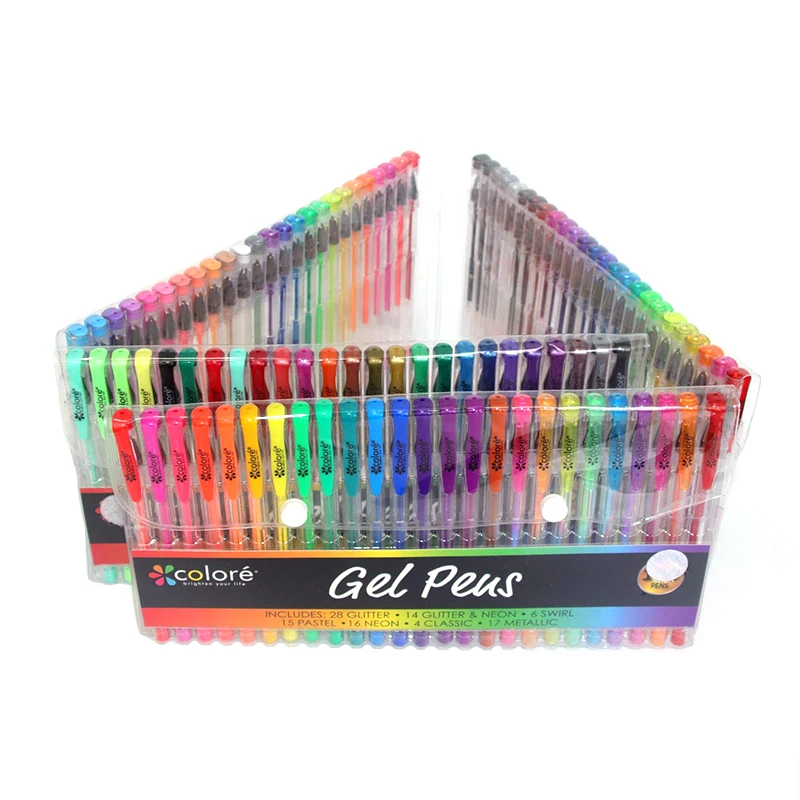 Craft County 100 Pack of Gel Pens - Neon, Glitter, Pastel, Metallic Colored  Pens – Back to School Fun