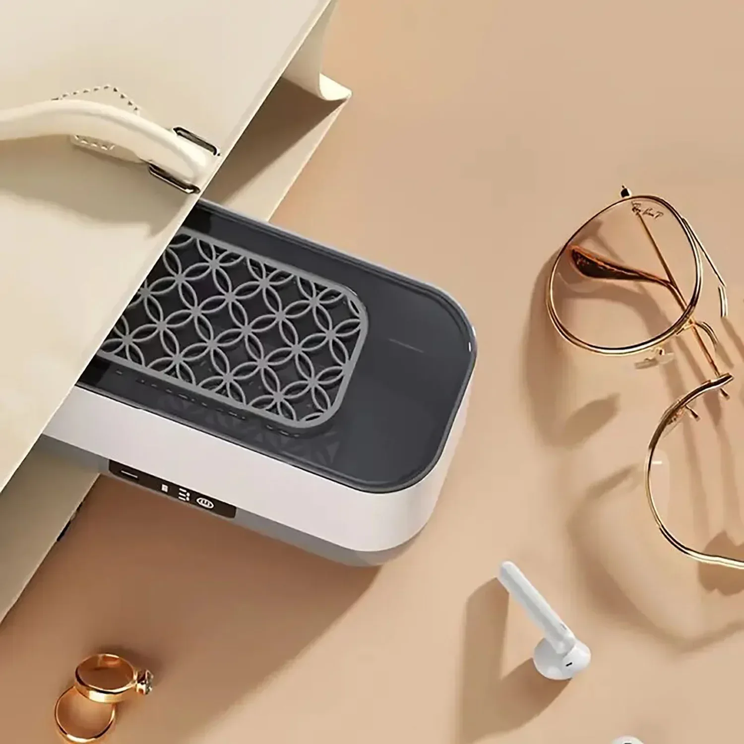 Fashion Portable Jewelry and Glasses Cleaner - Wireless, USB rechargeable, 360 ° efficient cleaning, perfect for glasses, br