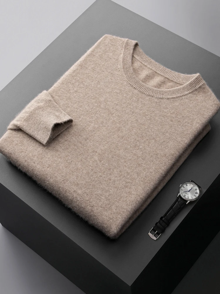 High Quality Men Autumn Winter Sweater 100% Cashmere  Soft Wam Basic Solid O-neck Pullover  Long Sleeve Knitwear Clothing Tops