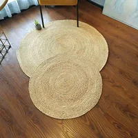 Natural Rattan Round Carpets for Living Room Bedroom Breathable Straw Rugs Soft Bulrush Grass Floor Mats Hand-woven Home Decor 1