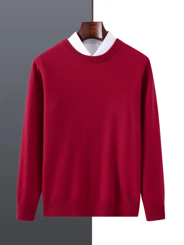 Basic 100% Merino Wool Men's Sweater Autumn Winter Male Knitted Pullover Long Sleeve Clothing Tops Cashmere Blouse O-Neck Fleece - Image 9
