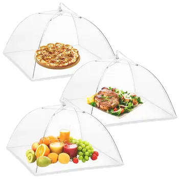 Picnic Food Covers for Outside Mesh: 3/6/12 Packs 17 Inch Pop Up Fine Fly Net for Fruit - Collapsible Screen Umbrella Food Tent