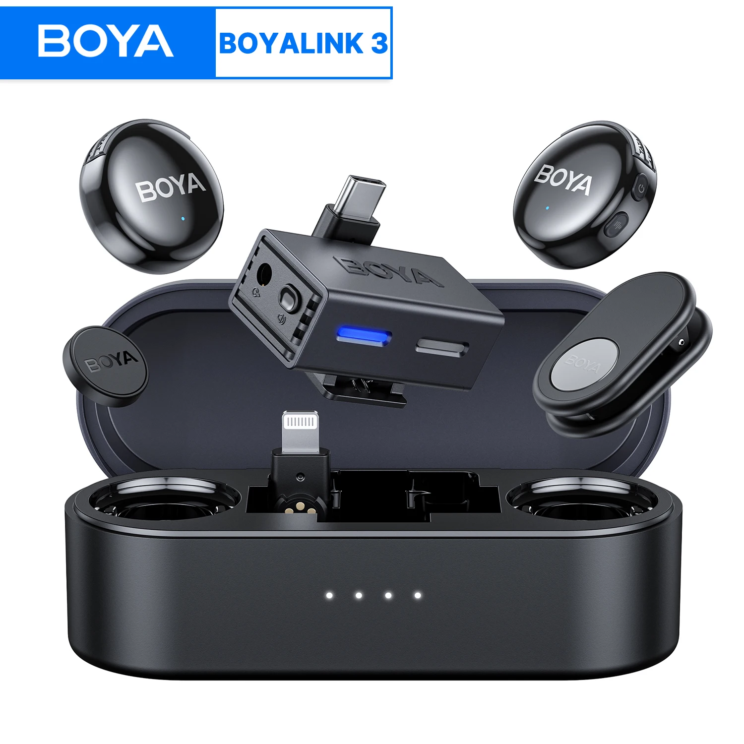 BOYA BOYALINK3 ワイヤレスマイク BOYA BOYALINK 3 Wireless Lavalier Microphone for iPhone USB