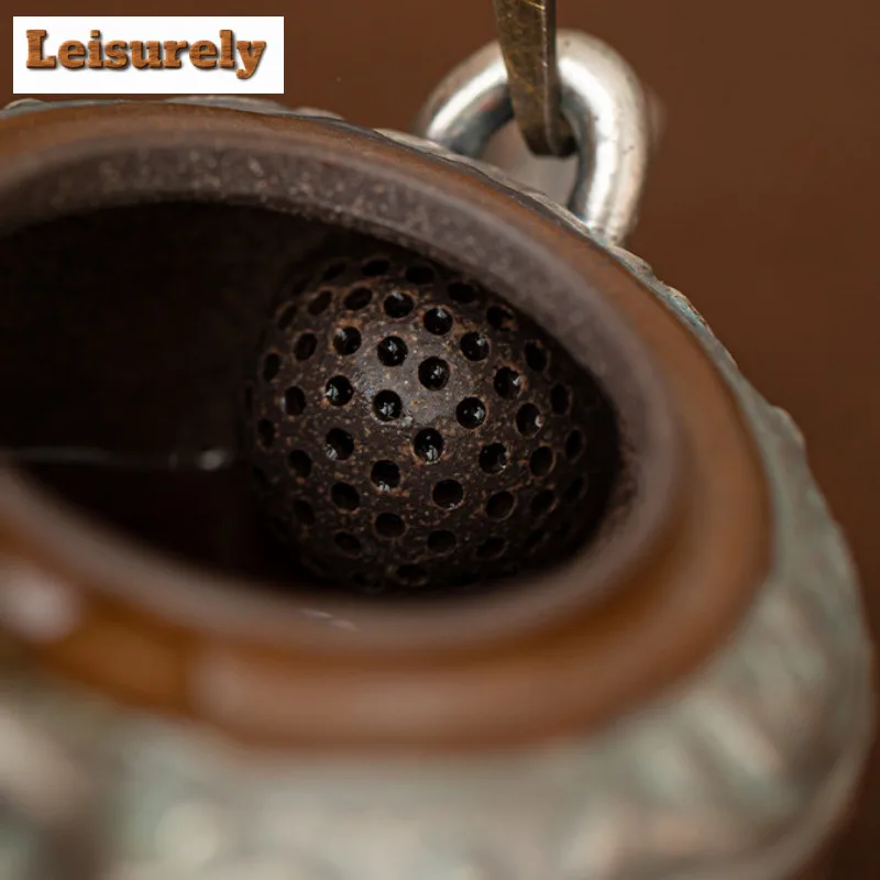 Antique Gilded Silver Lotus Ceramic Teapot Japanese Tea Infuser Pot Tea Maker Kettle with Ball Hole Cafes Accessories Ornaments