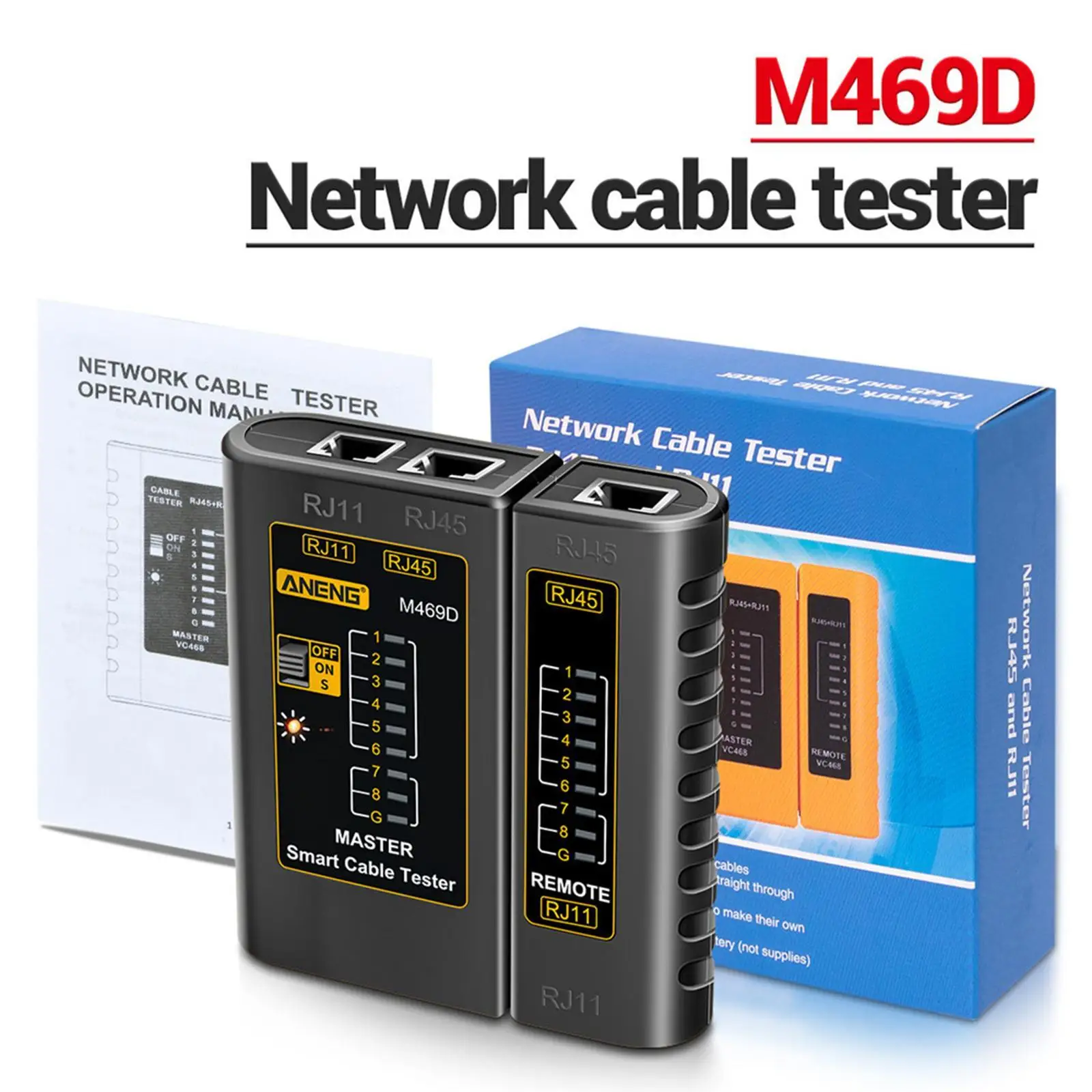 Network cable tester ANENG M469D RJ45 cable lan tester network cable tester RJ11 RJ12 CAT5 UTP LAN tester networking tools network repair
