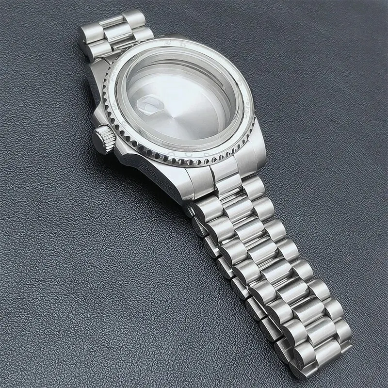 NEITON Sapphire Glass Watch Case with Presidential Strap - 40mm, 10 ATM Waterproof