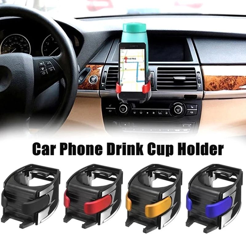 

Car Phone & Drinks Holder 2 In 1 Air Vent Mount Outlet Can Water Drinking Bottle Insert Hook Bracket Vehicle Phone Standing Rack