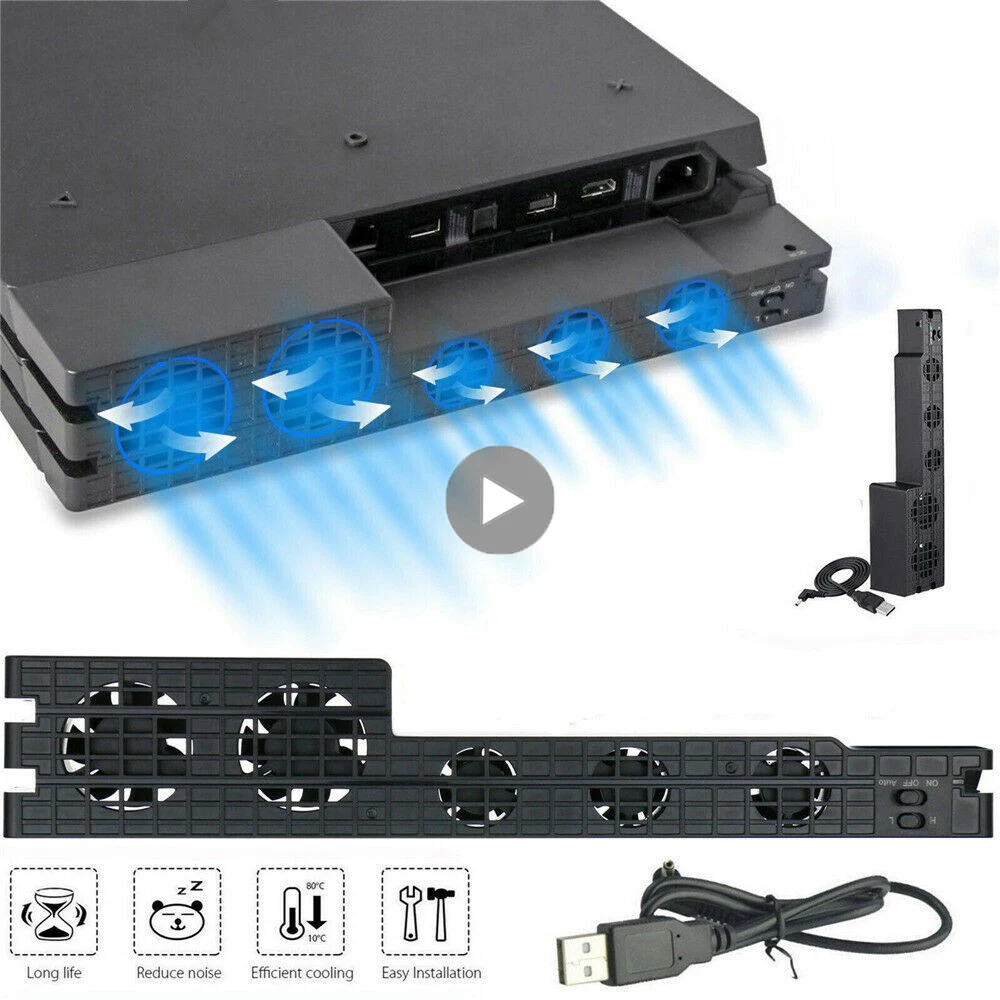 Soporte con HUB y luz azul para PS4, base vertical de luz LED azul con 3  puertos USB HUB para consola Sony Playstation 4 PS4 (negro)