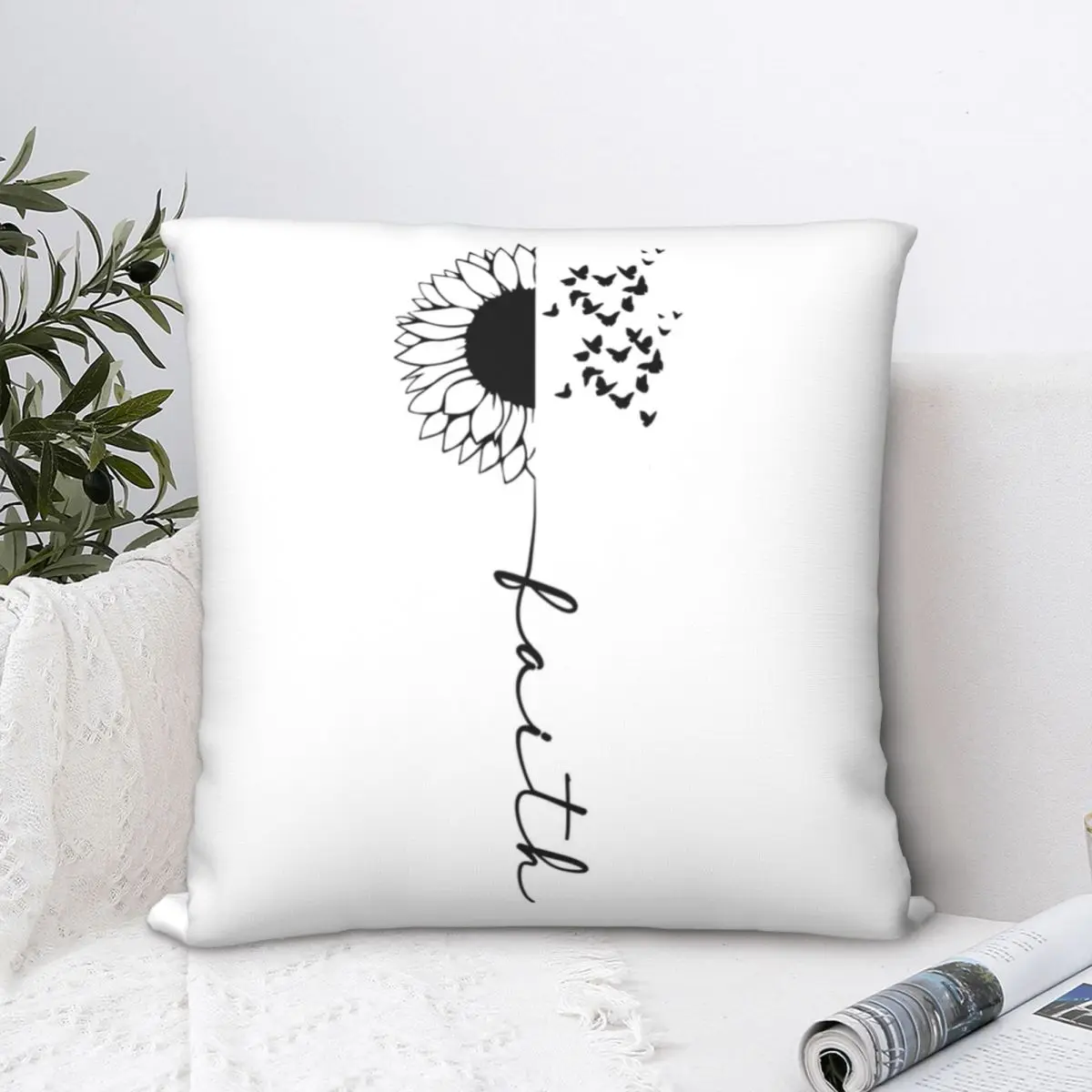 

Faith Over Fear. Jesus Square Pillowcase Polyester Pillow Cover Velvet Cushion Zip Decorative Comfort Throw Pillow for home