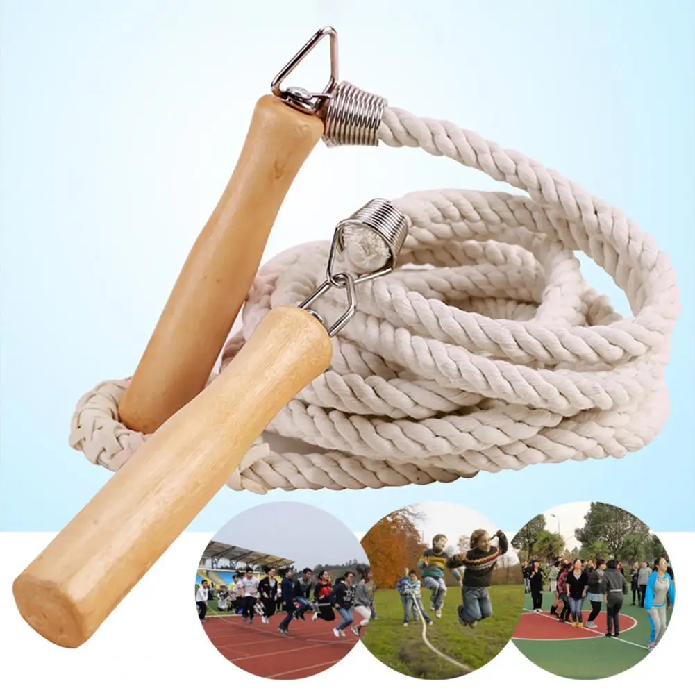 3/5/7/10m Thick Rope Electroplated Spring Group Skipping Rope Anti-slip Wooden Handles School Collective Long Jump Sports E