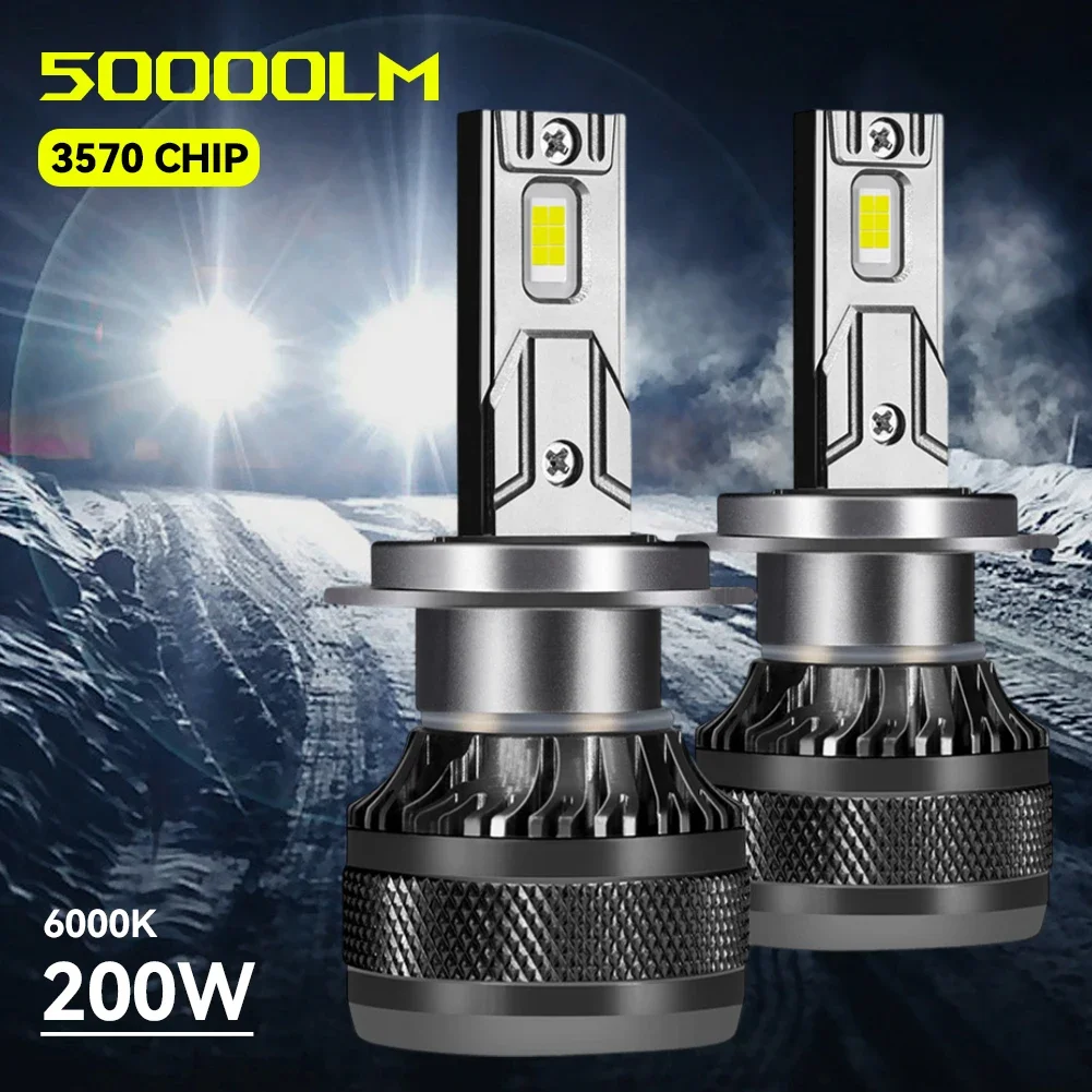 고출력 LED 헤드라이트 전구, 자동 LED 램프, 터보 자동차 안개등 전구, 방수 12V, 50000LM, 200W, H1, H8, H11, H7, H4
