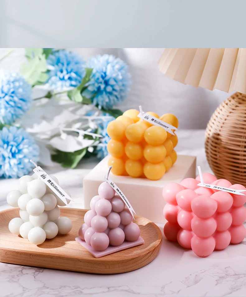 Description Picture 4 of itemMulti Style Bubble Cube Silicone Candle Mold Aromatherapy Candle Gypsum Soap Resin Mould Hand-made Chocolate Dessert Cake Making