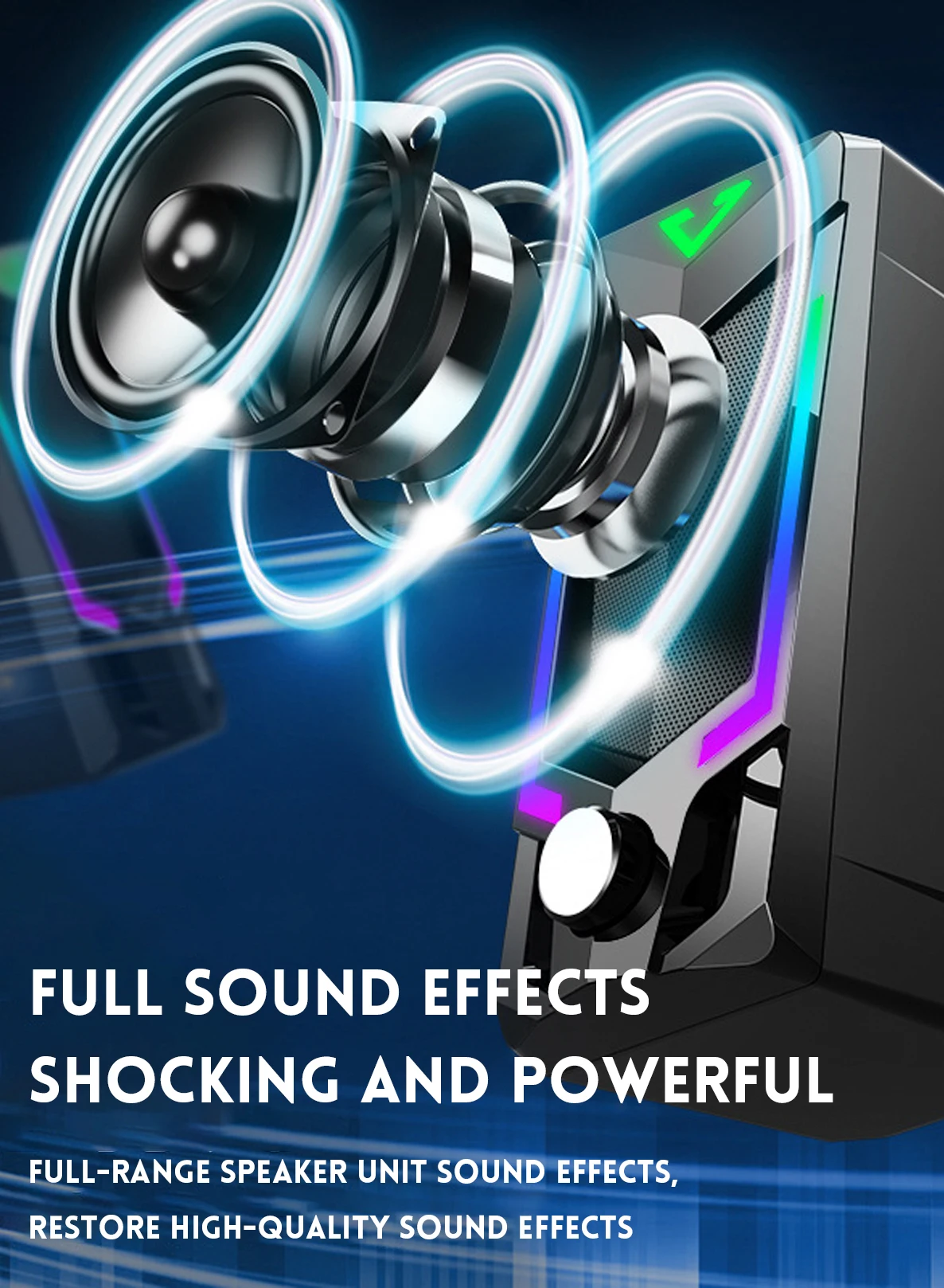 Bluetooth RGB computer speaker, desktop computer speaker, laptop speaker, desktop stereo speaker, USB powered, with LED ambient 2