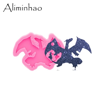 슈퍼 글로시 플라잉 드래곤 송진 몰드 공예 키체인 실리콘 몰드, DIY 쥬얼리 에폭시, 초콜릿 퐁당 설탕 공예, DY0759