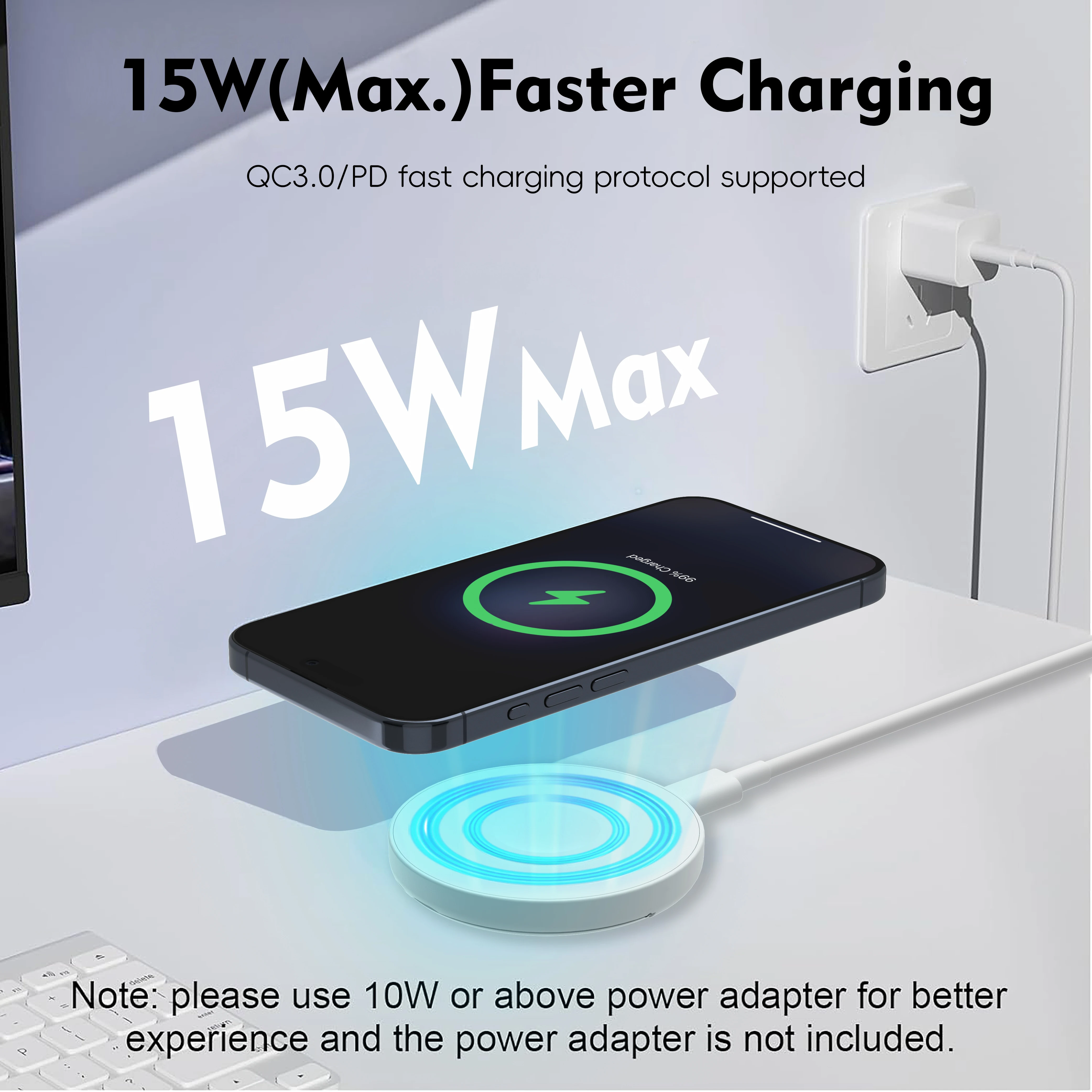 Universal Magnetic 3-in-1 Wireless Charging Station for Smartphones, Watches, and Earbuds