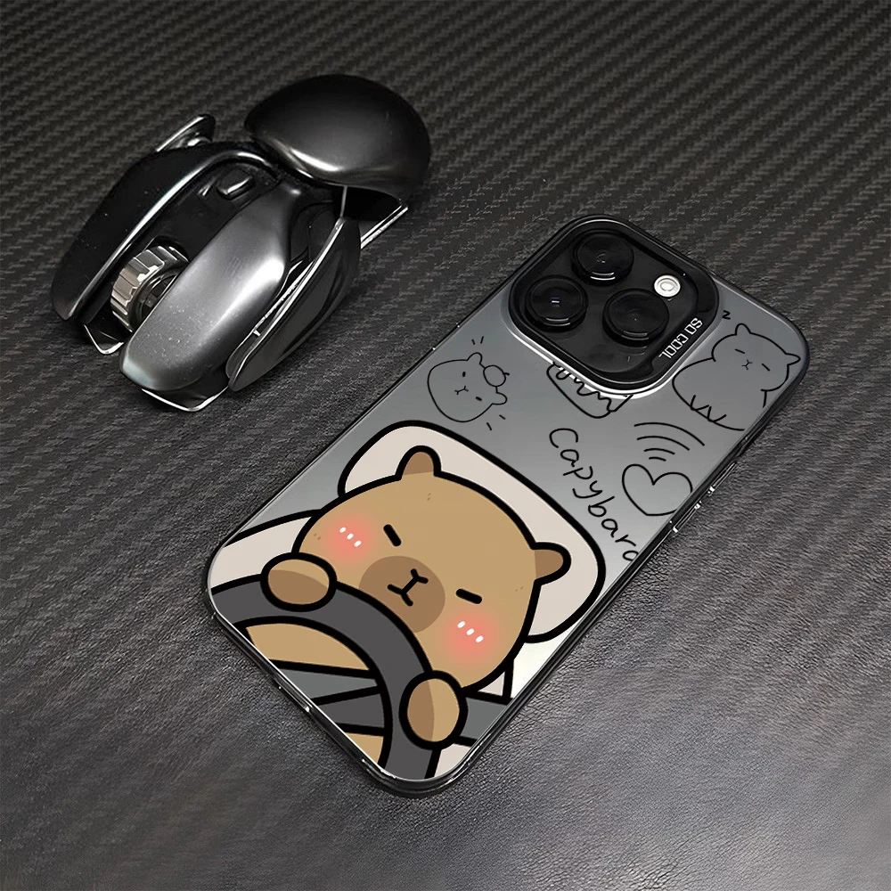 Charming Capybara Cartoon Phone Case - Silver Hard Cover