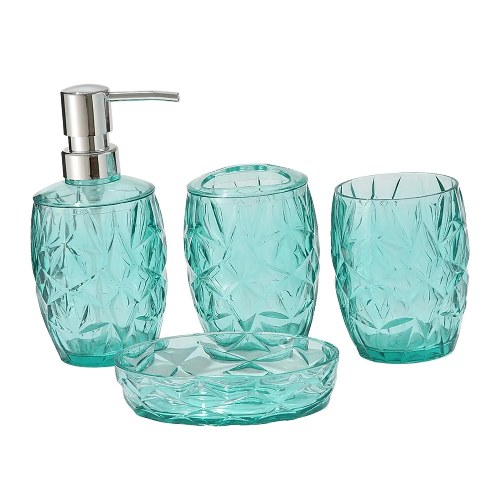 4 Pieces Lotion Bottles Toothbrush Holder Soap Dish Bathroom Accessory Set for Home Vanity Countertop Bathroom Apartment