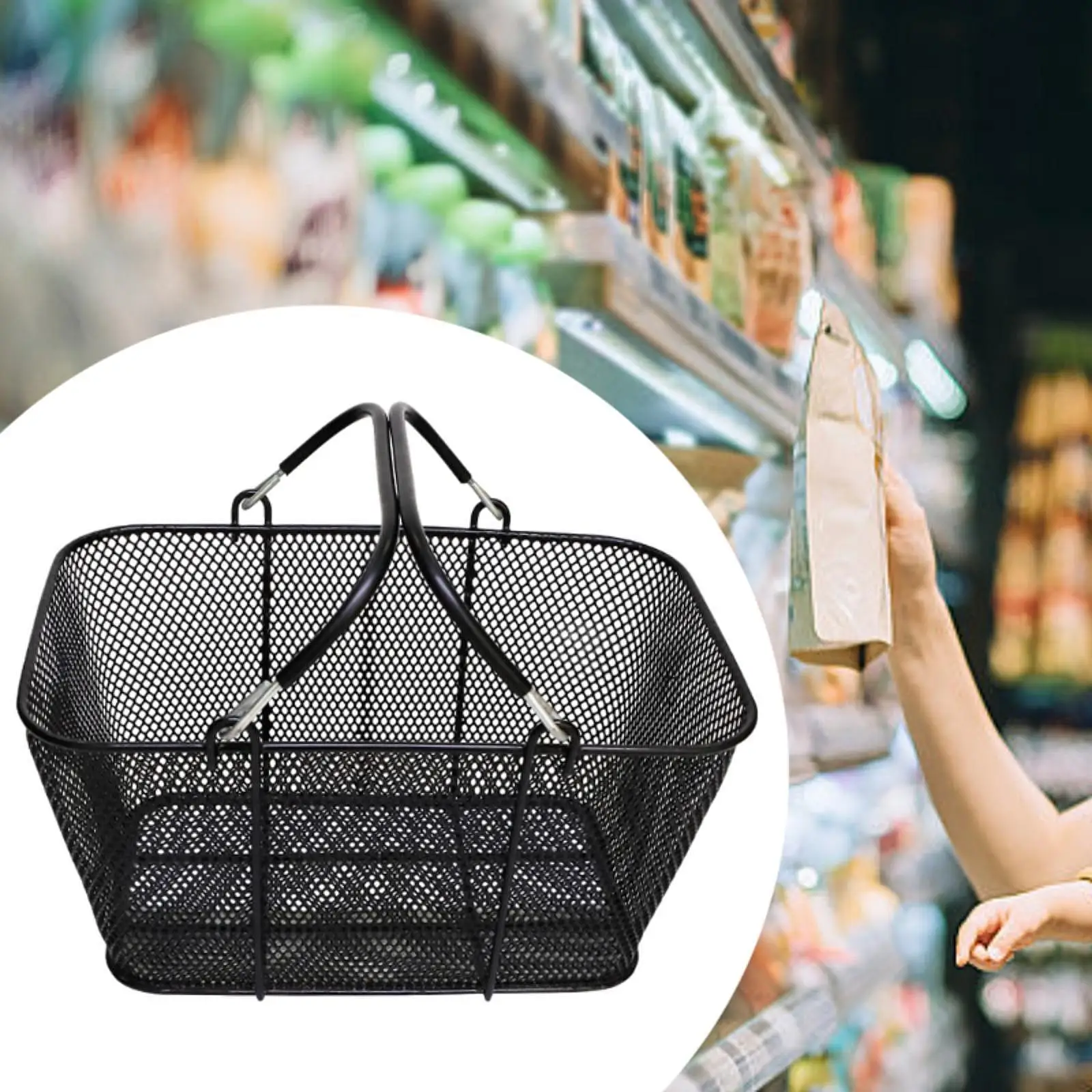 Shopping Basket with Handles Storage Basket for Retail Store Boutique Garden