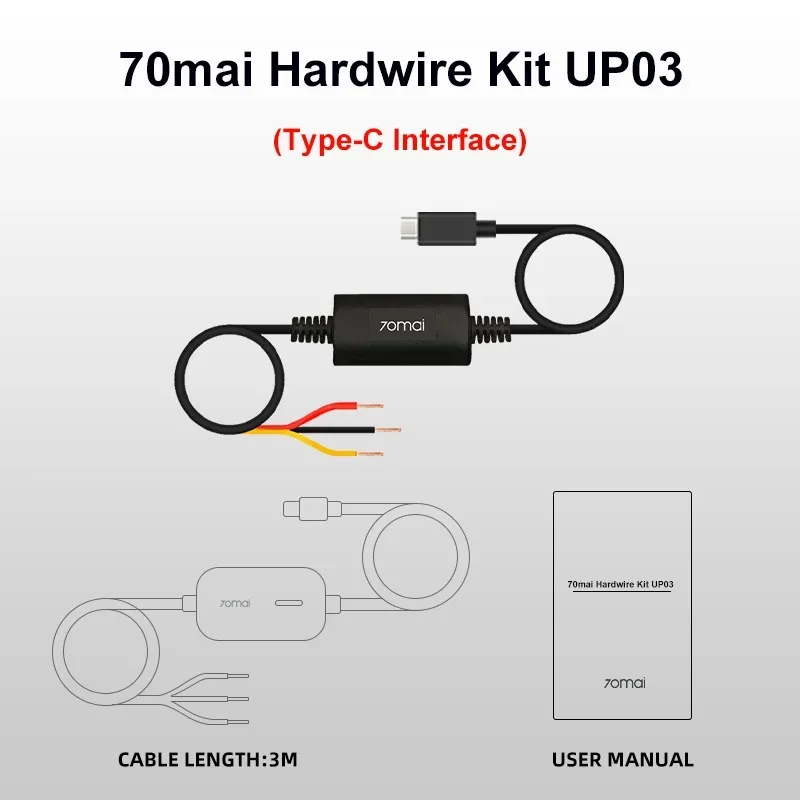 New 70mai Hardwire Kit UP03 24H Parking Surveillance Cable ONLY
