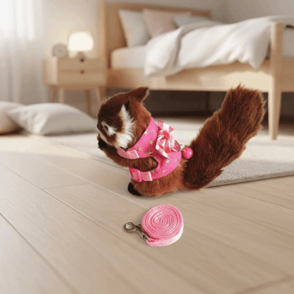 Pet Supplies Adjustable Hamster Harness Comfortable with Bow Bells Hamster Chest Strap Escape-Proof Pet Traction Rope Outdoor