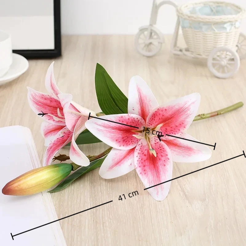 Lebensechte künstliche Lilien-Arrangement – hochwertige künstliche Lilienstämme mit lebendigen Details für Schlafzimmer, Tischplatte, Event-Dekoration – Detail 1