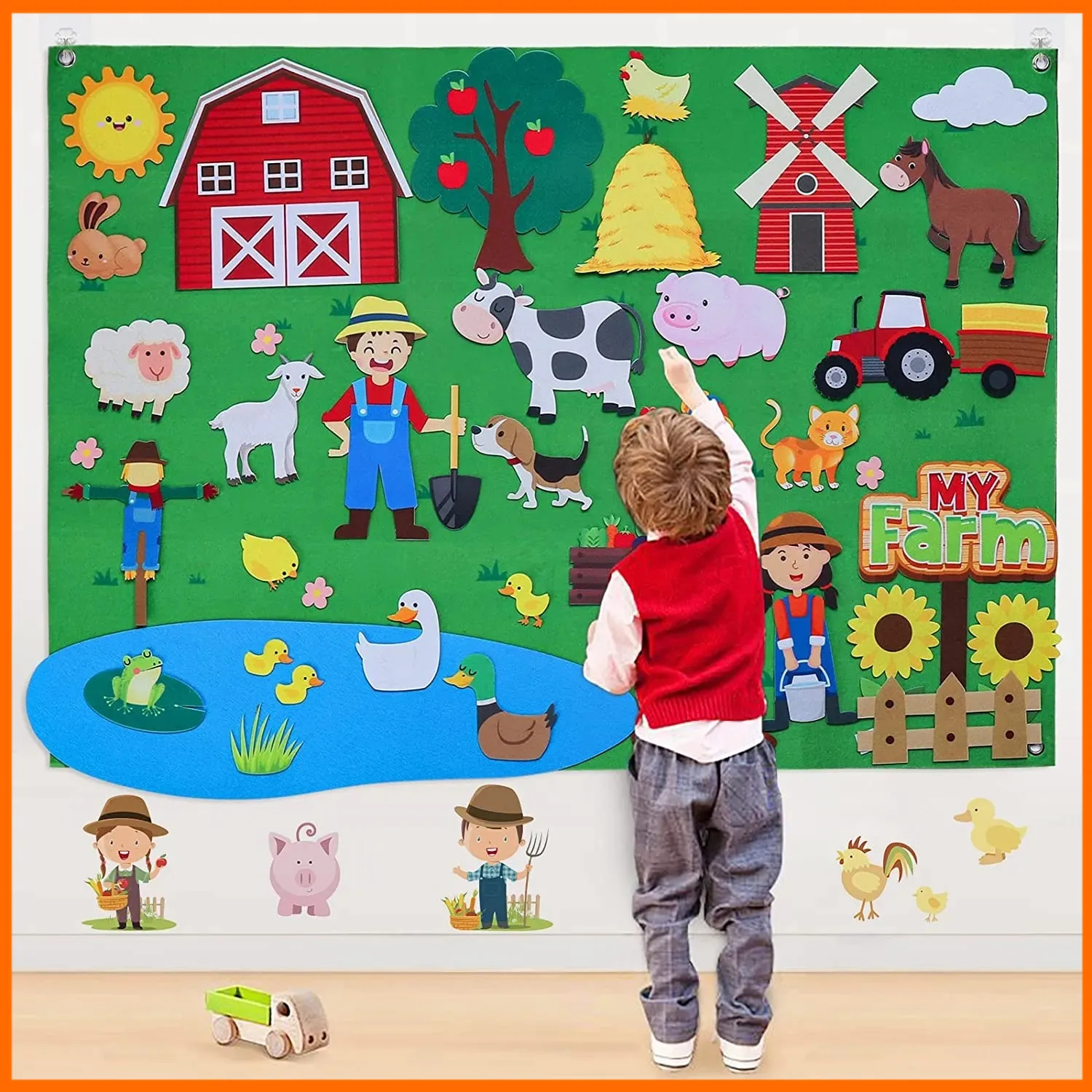 Farm Animals Felt Story Busy Board Set Toddlers Preschool Farmhouse Themed Early Learning Storytelling Interactive Play 1