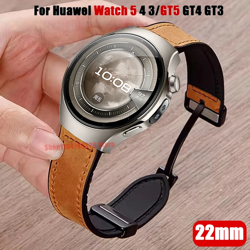 Versatile 22mm Magnetic Leather Silicone Strap with Quick-Release Buckle