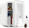 Mini Fridge with Dimmable LED Mirror 4 Liter Easy-Take Skincare Fridge Small Refrigerating Makeup for Bedroom Car Portable 6