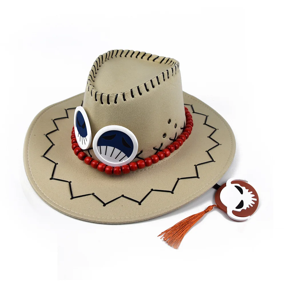 Ousyaah Cosplay One Piece Ace Hat Anime Peripheral Hat Suede Cowboy Hat :  : Toys & Games