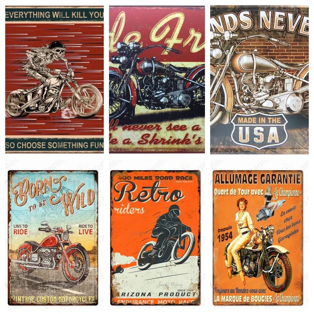 plaque metal garage vintage - plaque decoration moto vintage