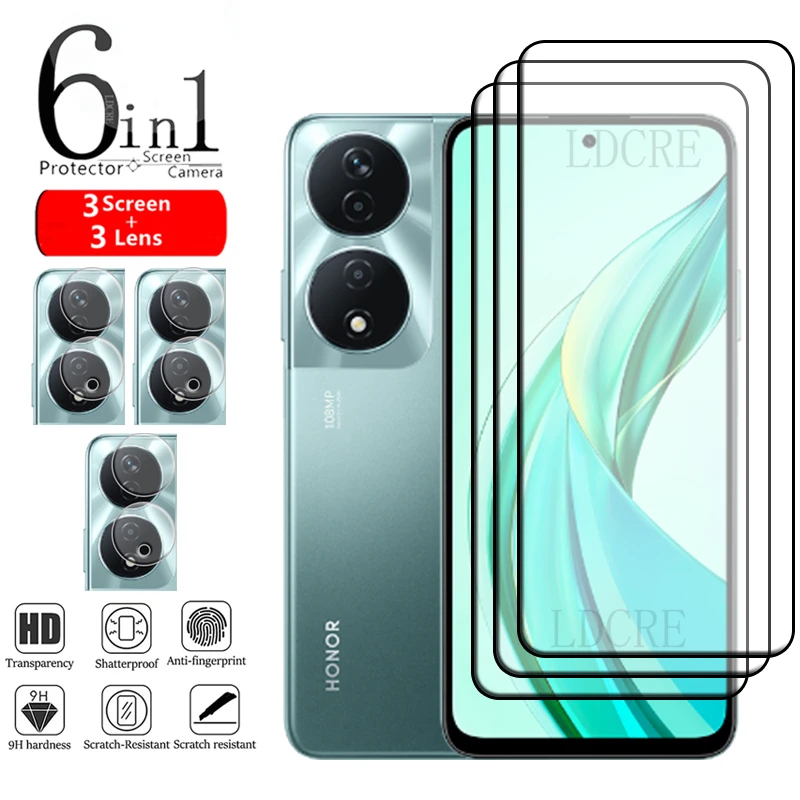 6-in-1 For Honor X7B 5G Glass For Honor X7B 5G Tempered Glass Full Glue Cover 9H Screen Protector Huawei Honor X7B 5G Lens Glass