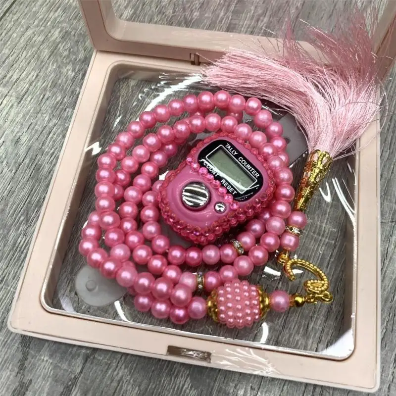 Tasbih in quarzo rosa: perline di preghiera musulmane rosa