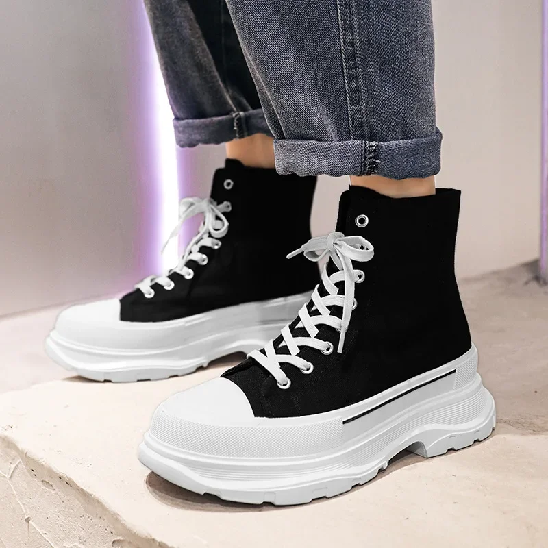 Canvas Shoes High Ankle Brand Men Canvas Shoes High-Top Platform