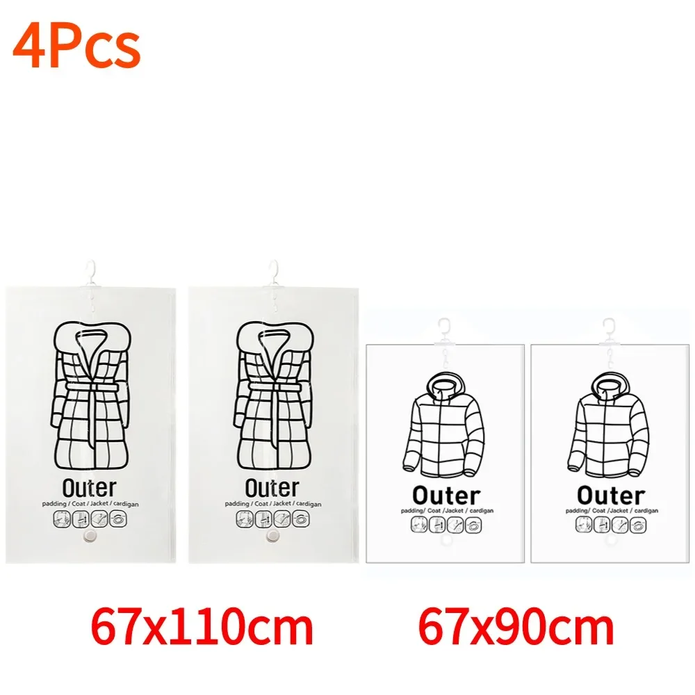 Transparent Vacuum Storage Bag for Clothes and Coats - Dustproof Organizer with Air Pump