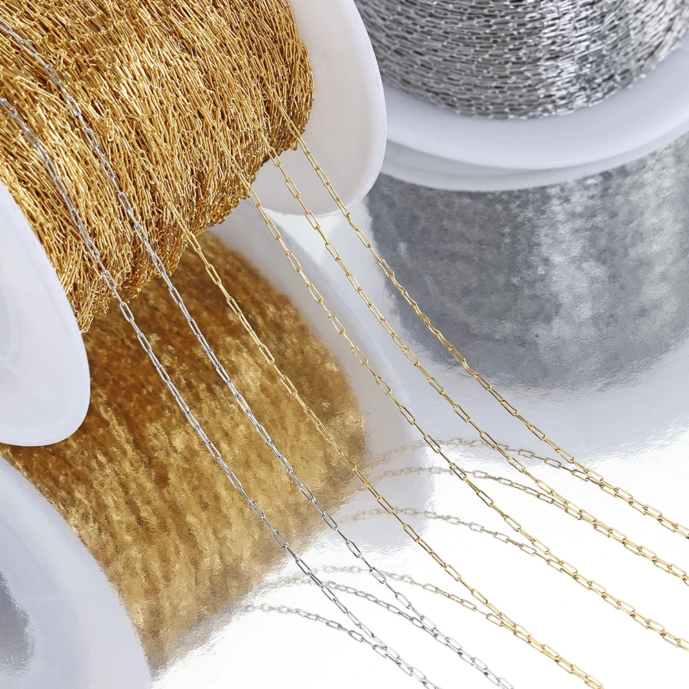10Meters 2Meters Stainless Steel Gold Color Chain Thin Beading Cable ...