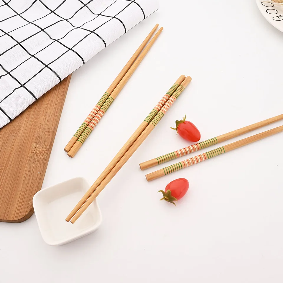 2 Paia Di Bacchette Giapponesi In Legno + Portabacchette In Ceramica - Motivo Onde, Lavabili