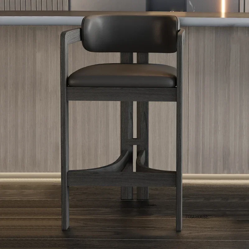 European Solid Wood Bar Chairs Light Luxury High Chair for Kitchen Furniture Creative Island Heightened Bar Stool Home Furniture