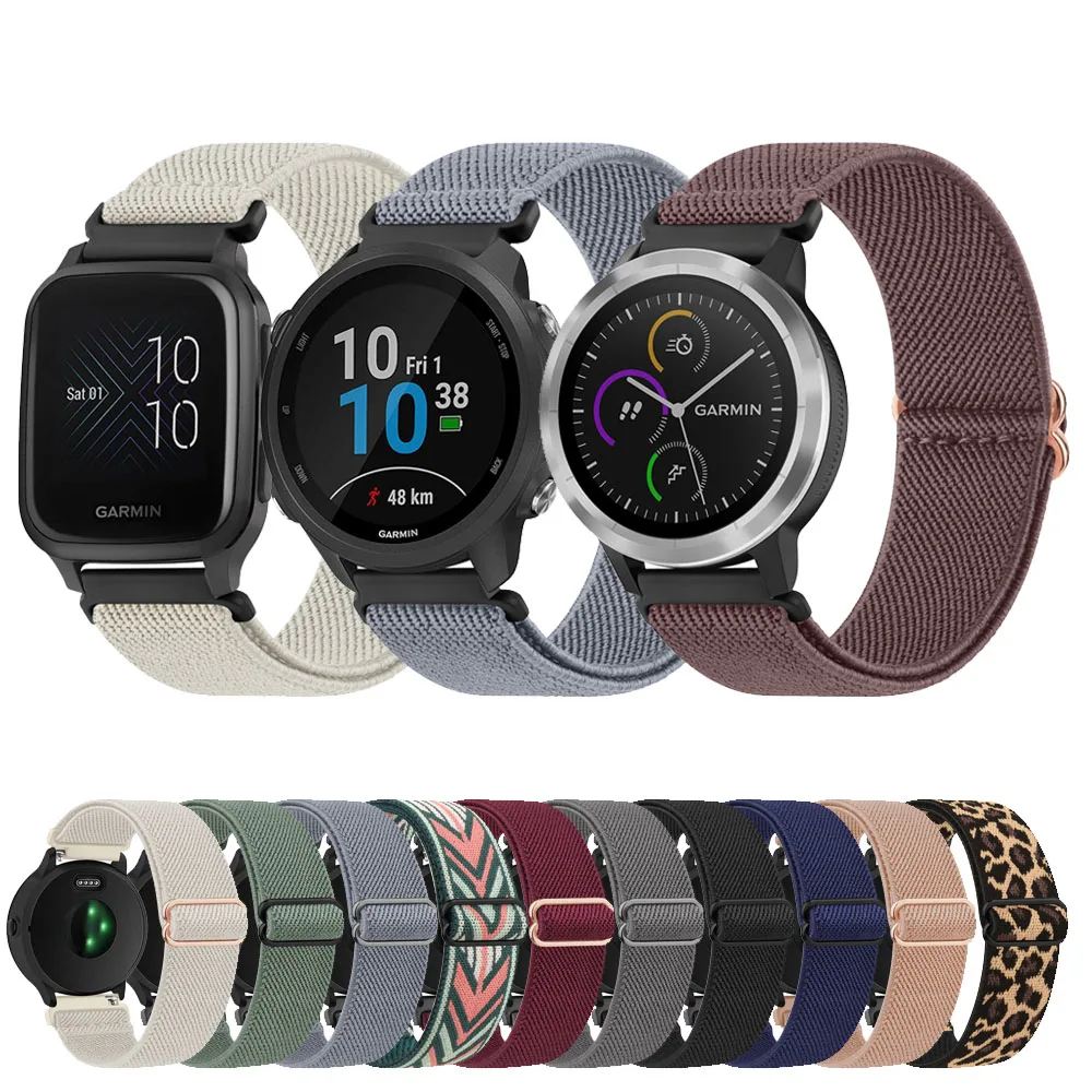 Cinturini Ricambio Garmin 5 Cinturini Elastici Nylon Per Garmin - Ricambio Per Vivoactive 5/6, Venu 2 Plus, Forerunner 245/645 - Regolabili 5 Cinturini Garmin Pack