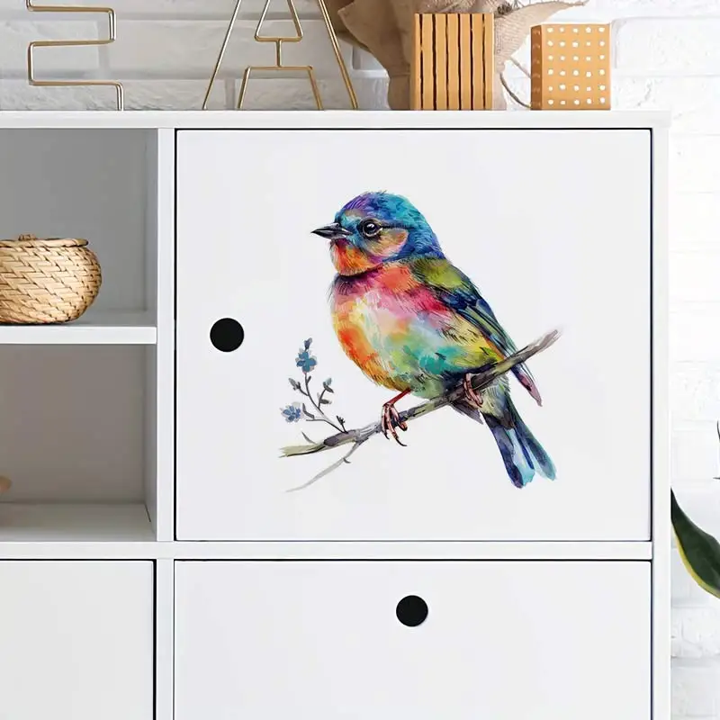 Watercolor Wild Birds Wall Sticker Bathroom Toilet Decor Living Room Cabinet Refrigerator Home Decoration Decals S267