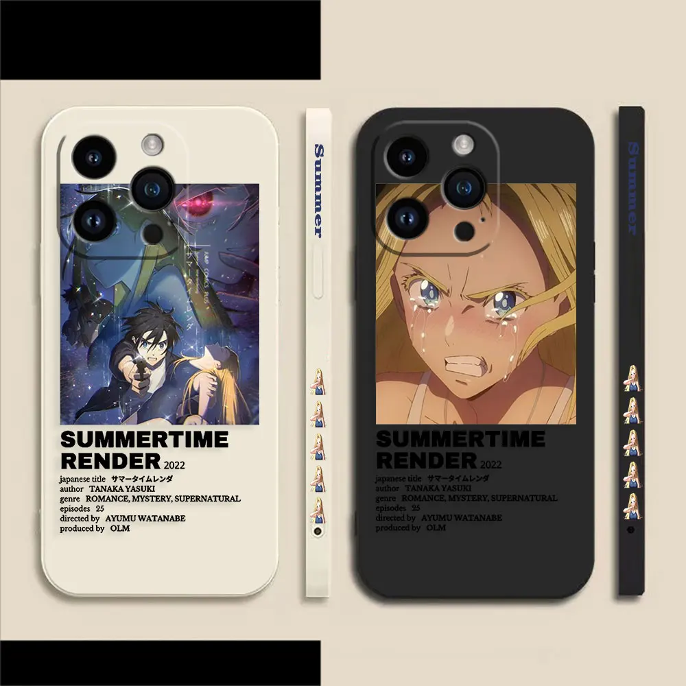 

Phone Case For iPhone 14 13 12 11 Pro XS Max Mini X XR SE 7 8 6 6S Plus Colour Liquid Case Funda Shell Summer Time Rendering