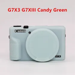 Durable Soft Silicone Rubber Armor Camera Body Case with Lens Cap - Shockproof Cover (G7X3 Candy Green)