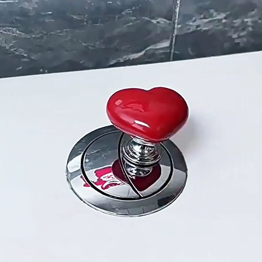 2Pcs Heart Shaped Toilet Press Button Press Push Switch Bathing Flush Room Button Water Decor Toilet toilet press button