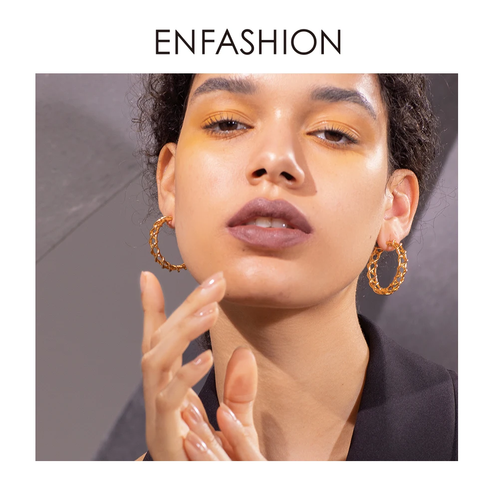 ENFASHION Circle Hoop Earrings For Women Gold Color Earings Stainless Steel Boucle Oreille Femme Fashion Jewelry Wholesale Bulk